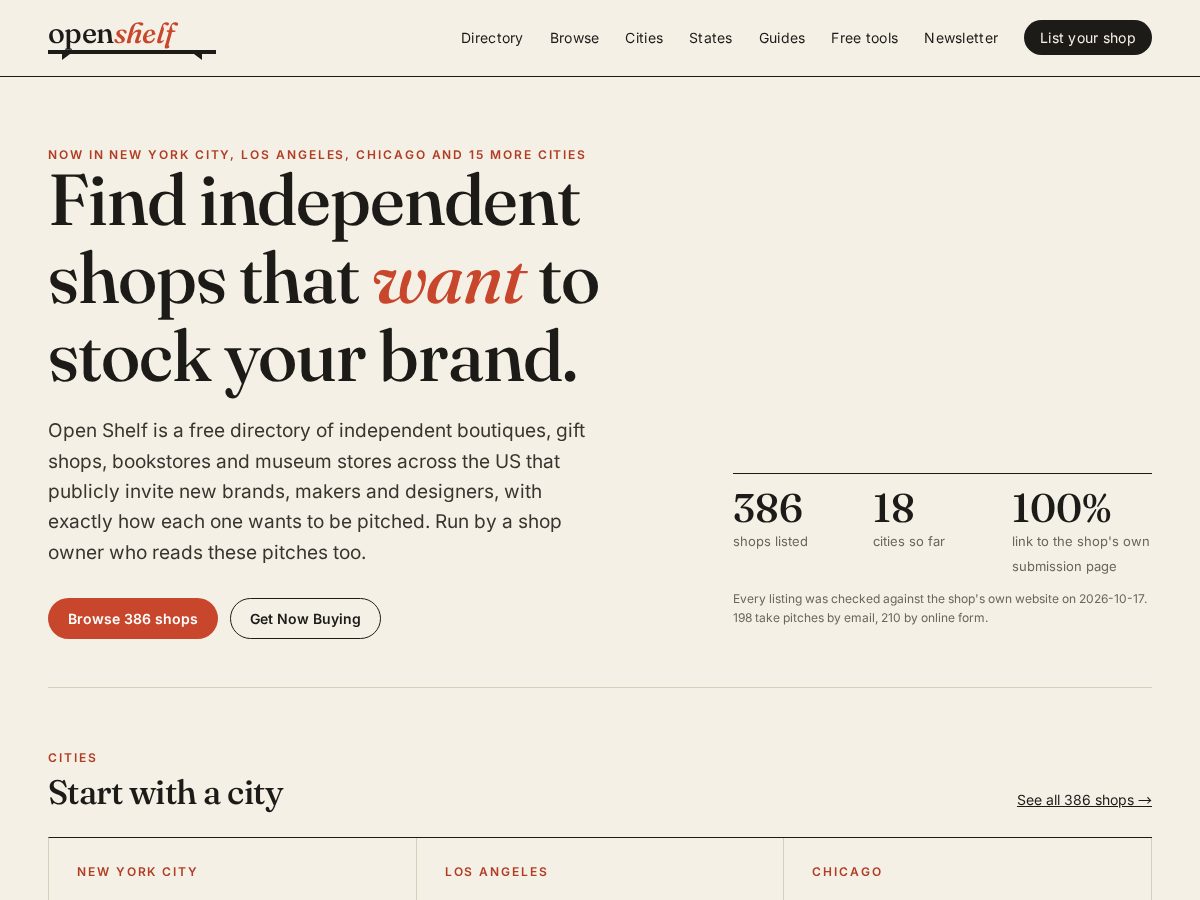 Landing-page snapshot of joinopenshelf.com