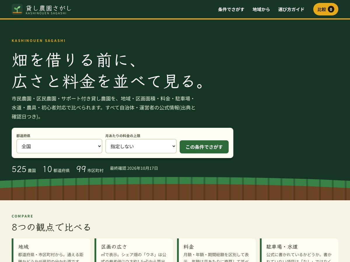 Landing-page snapshot of kashinouen-sagashi.com