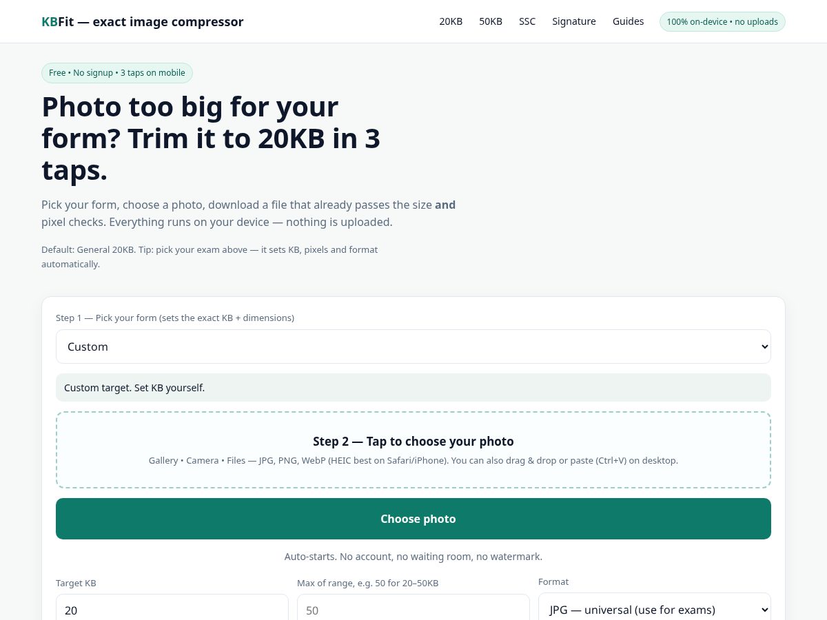 Landing-page snapshot of kbfit.online