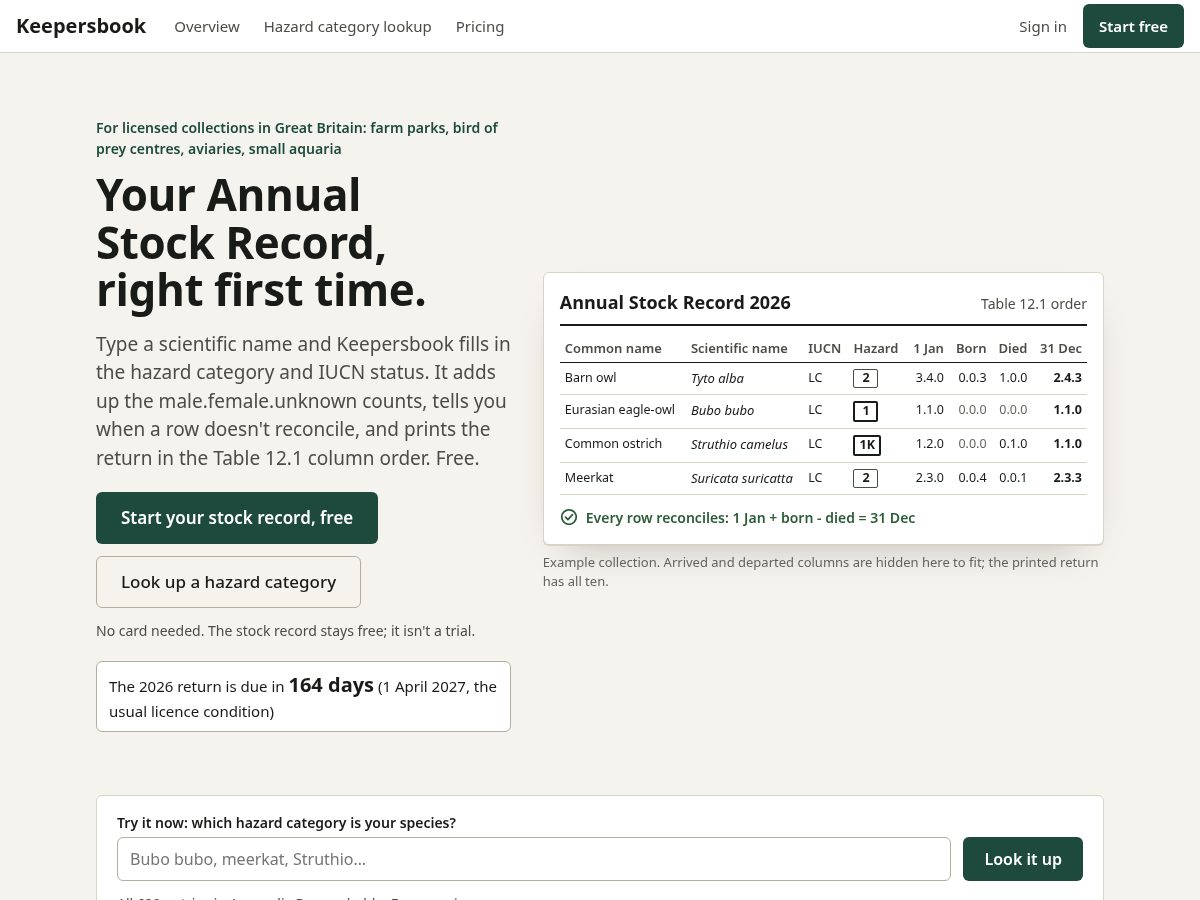 Landing-page snapshot of keepersbook.info