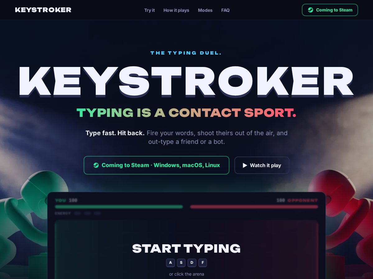 Landing-page snapshot of keystroker.app