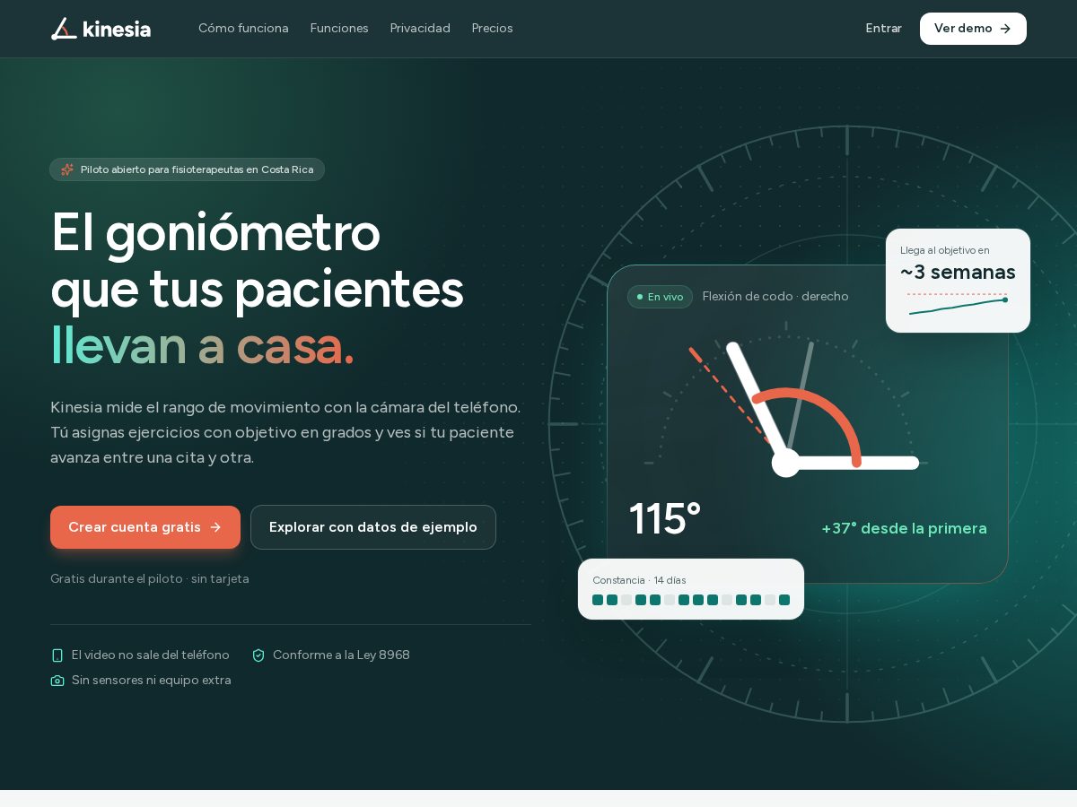 Landing-page snapshot of kinesia.one