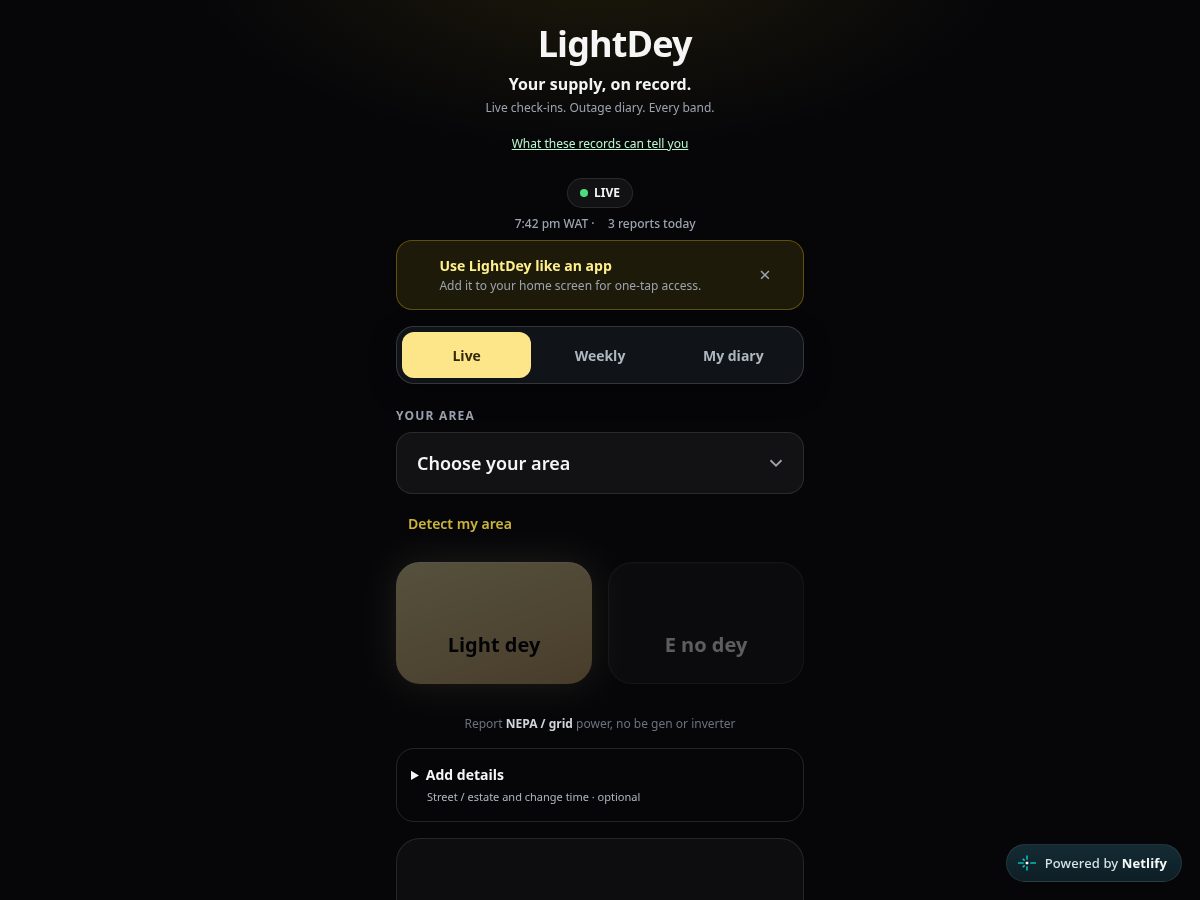 Landing-page snapshot of lightdey.app