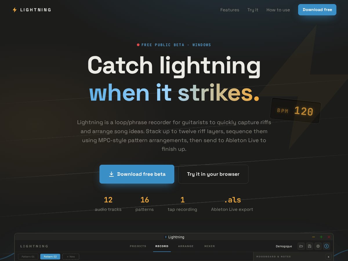 Landing-page snapshot of lightningriffs.com