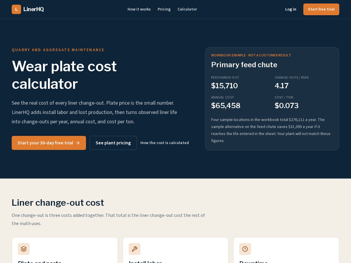Landing-page snapshot of linerhq.app