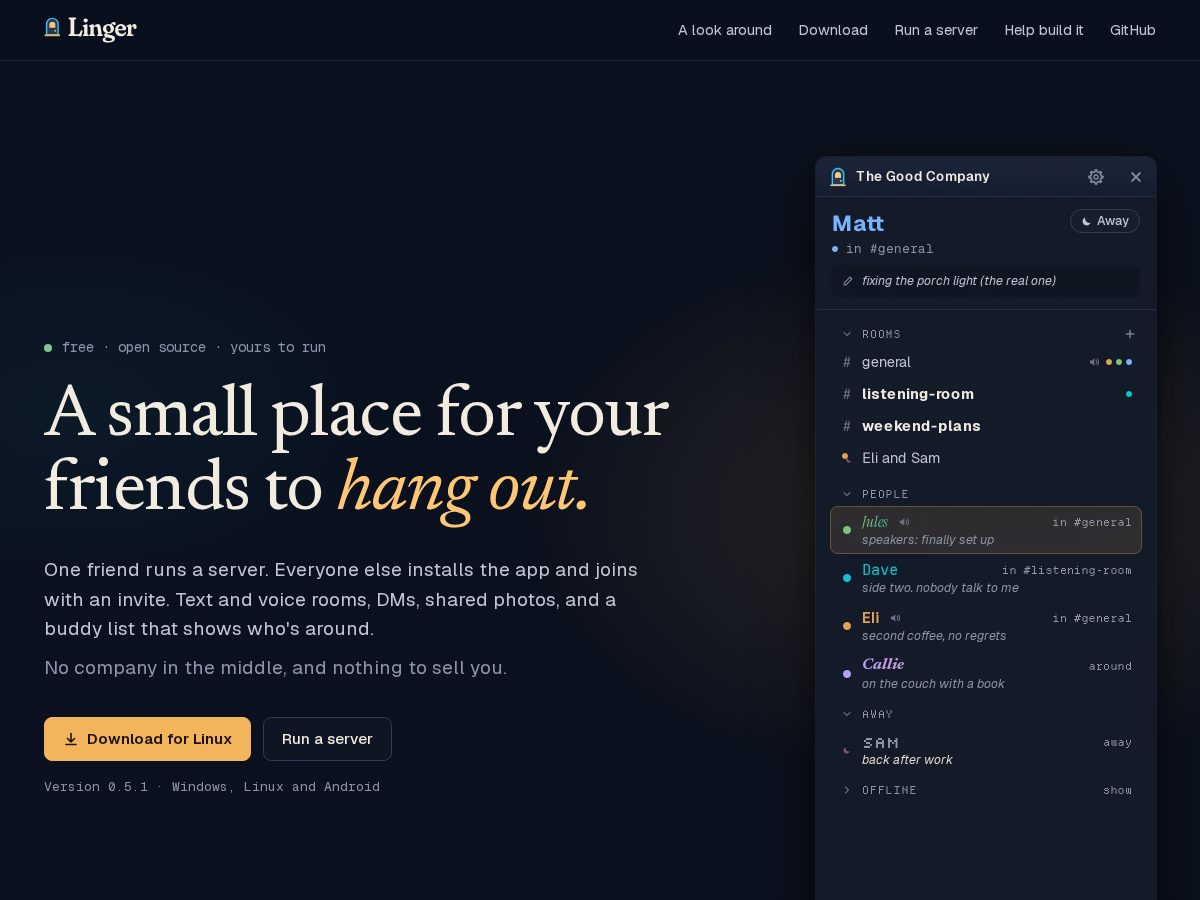 Landing-page snapshot of lingerchat.app