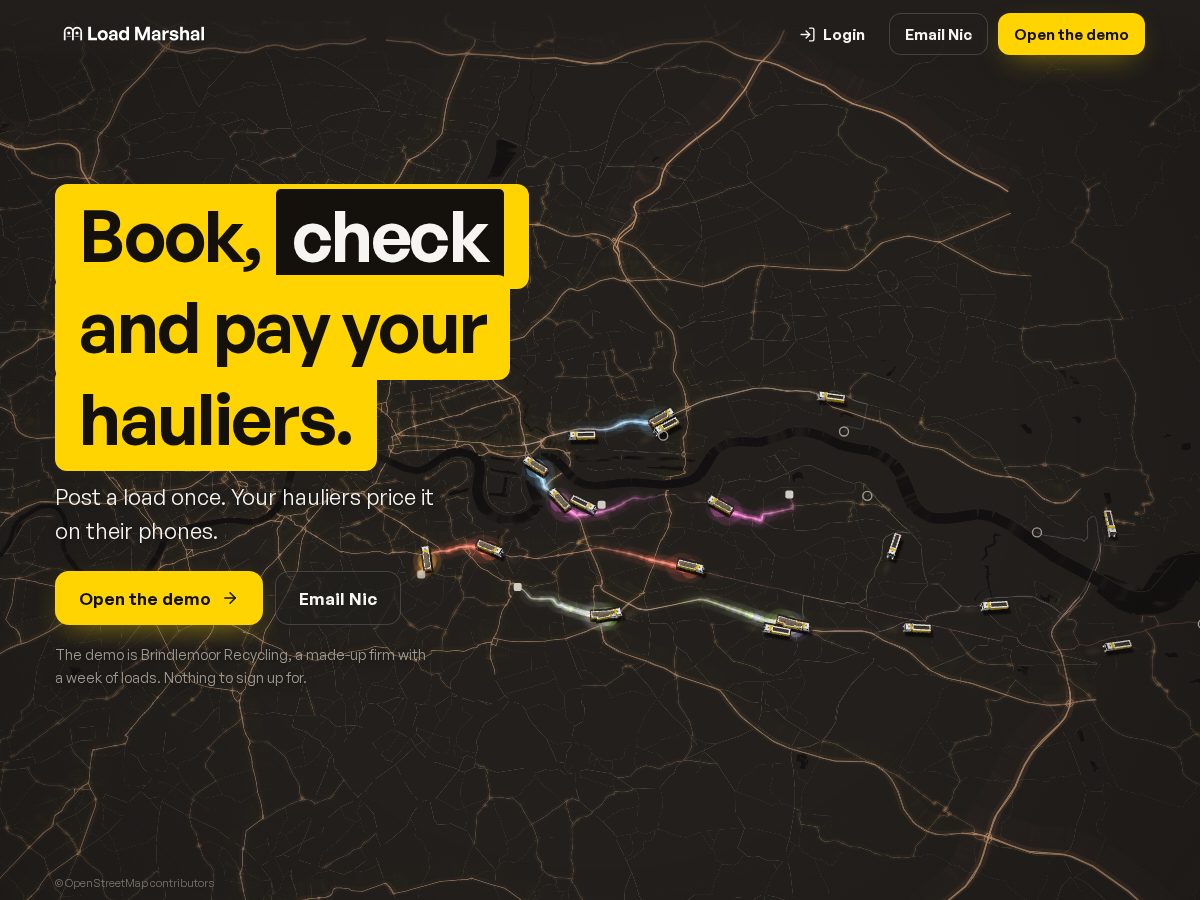 Landing-page snapshot of loadmarshal.com