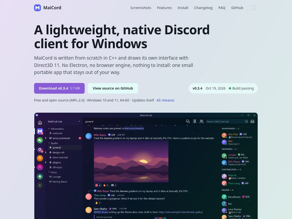 Landing-page snapshot of maicord.com