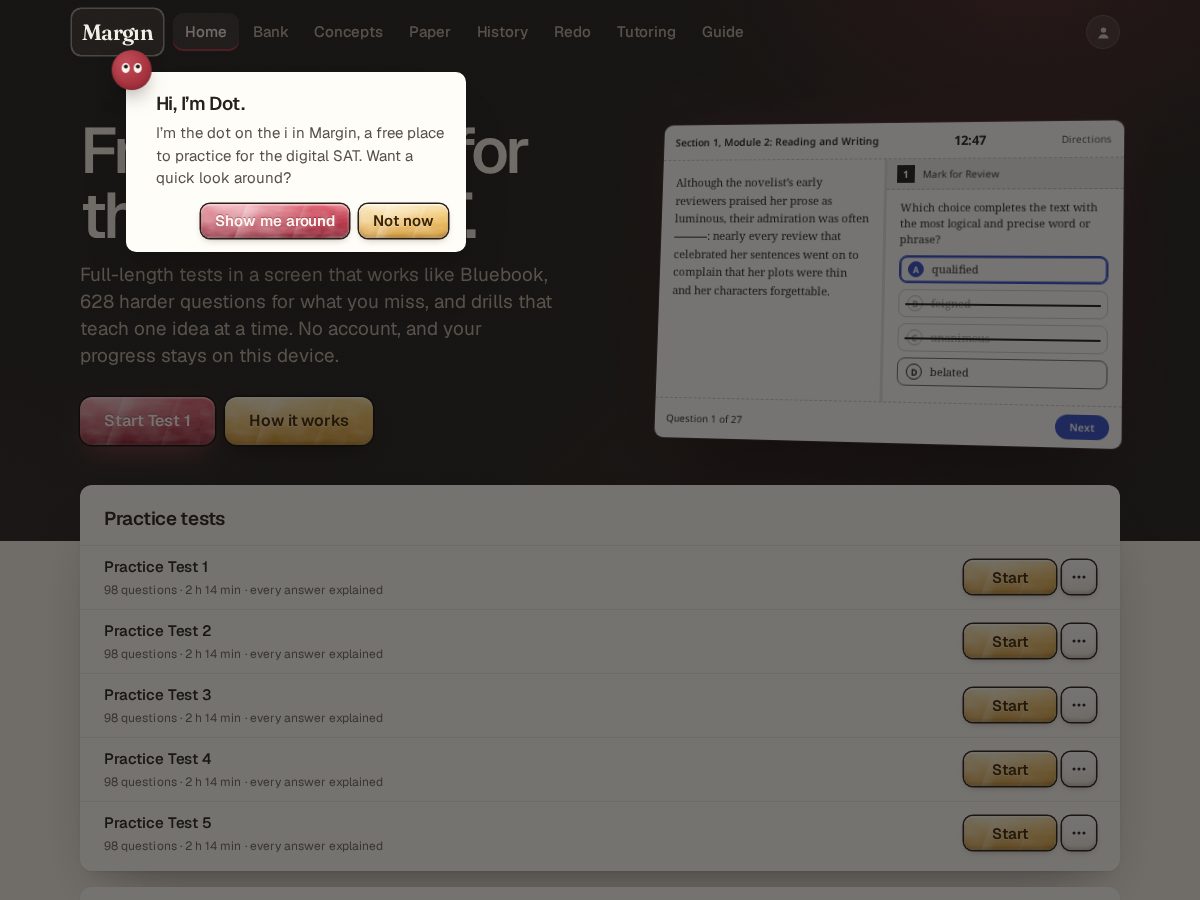 Landing-page snapshot of marginsat.com