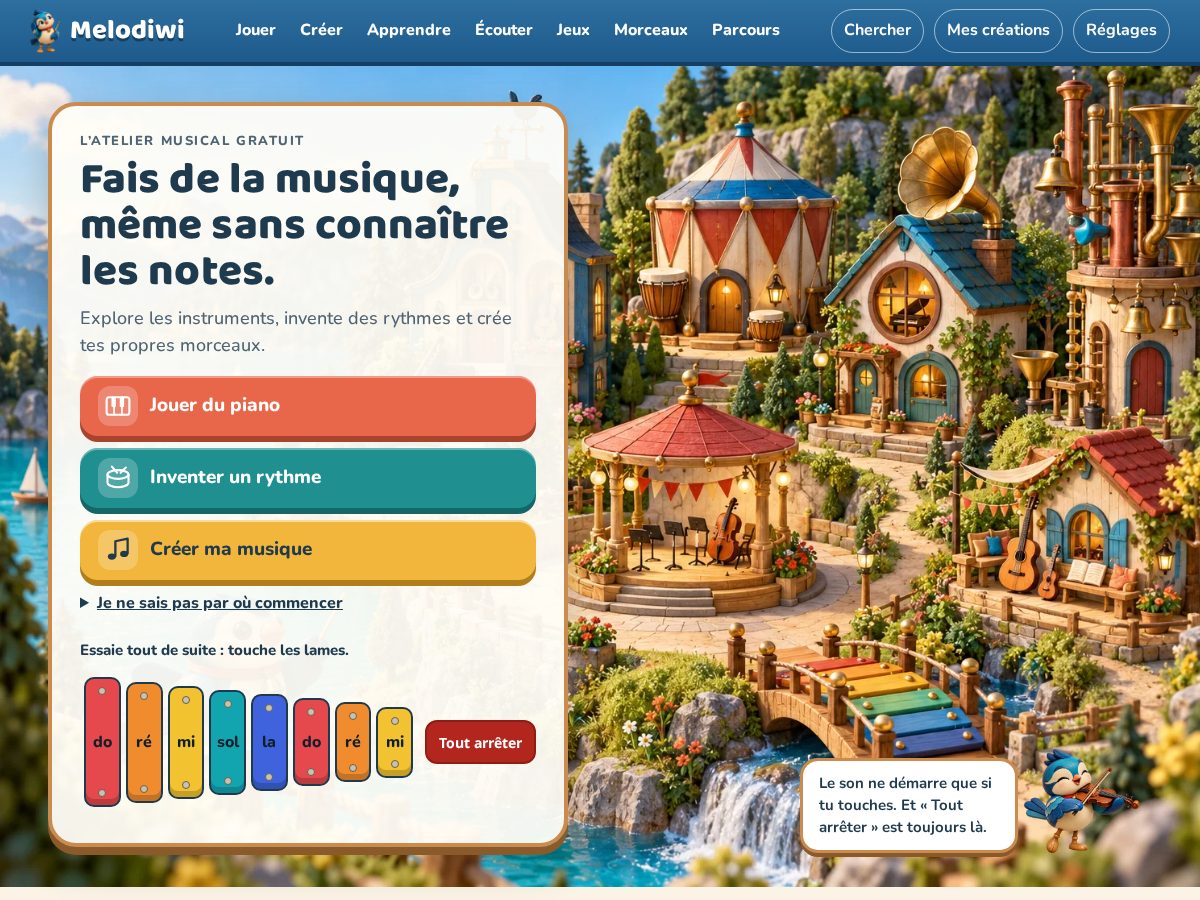 Landing-page snapshot of melodiwi.com