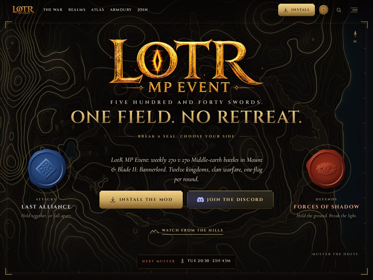 Landing-page snapshot of middleearthevent.com