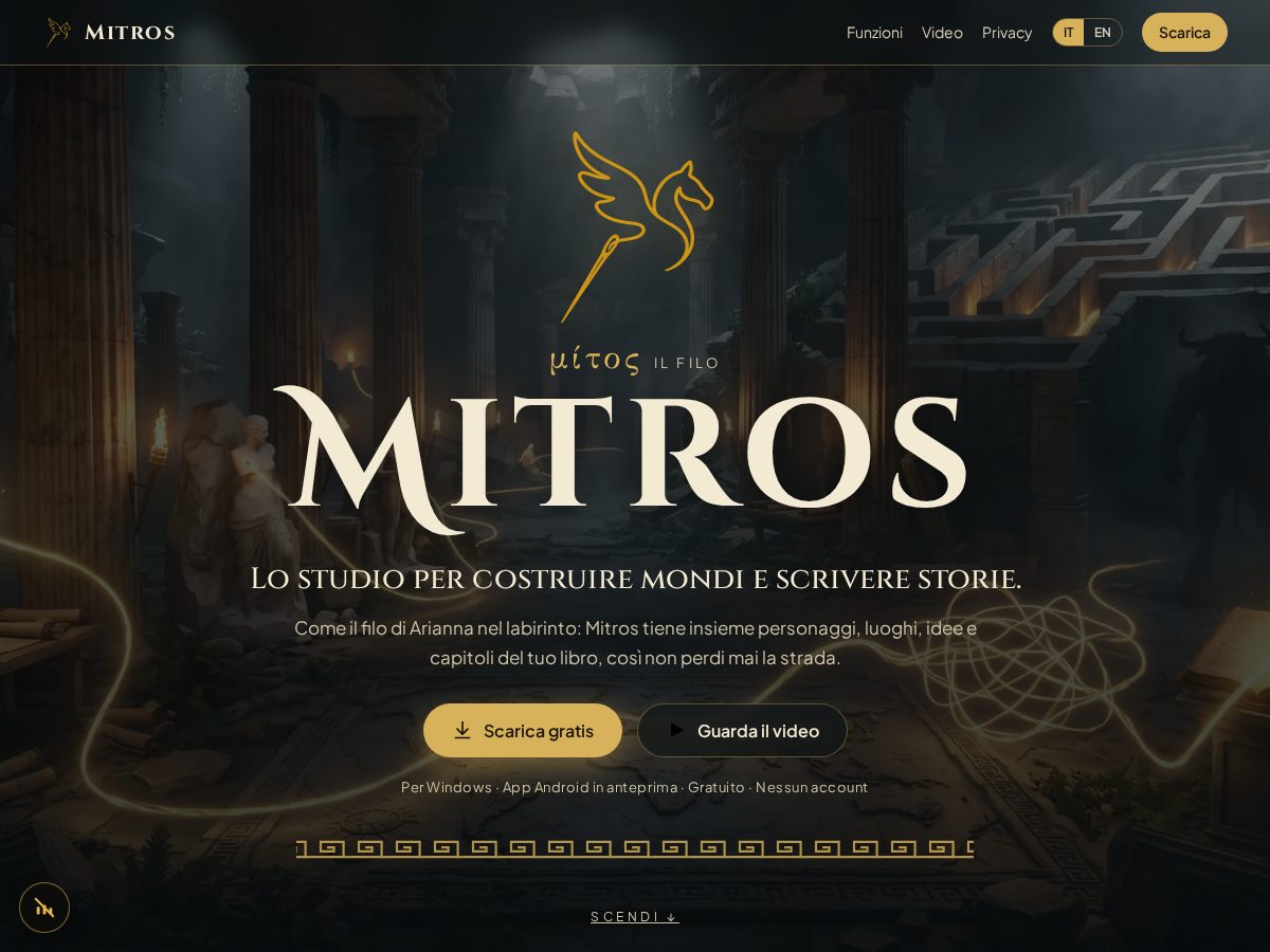 Landing-page snapshot of mitros.app