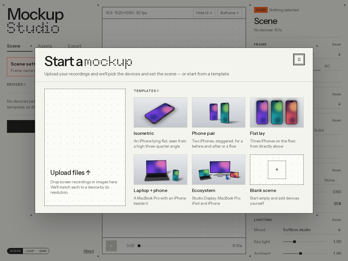 Landing-page snapshot of mockupstudio.dev