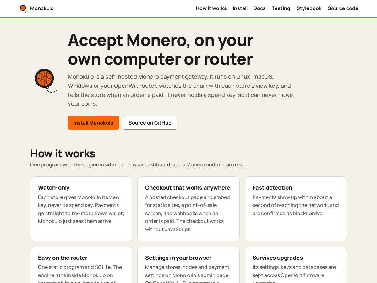 Landing-page snapshot of monokulo.com
