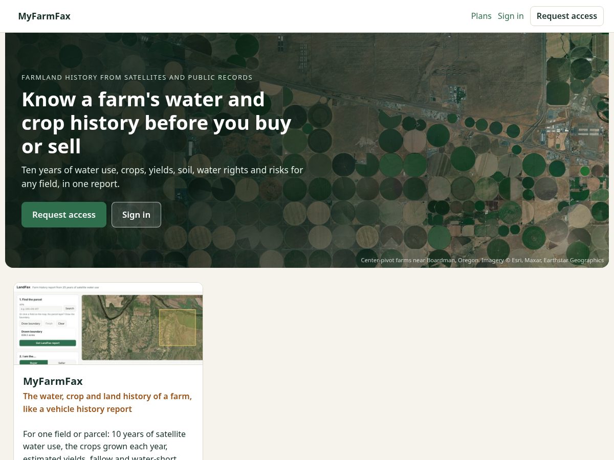 Landing-page snapshot of myfarmfax.com