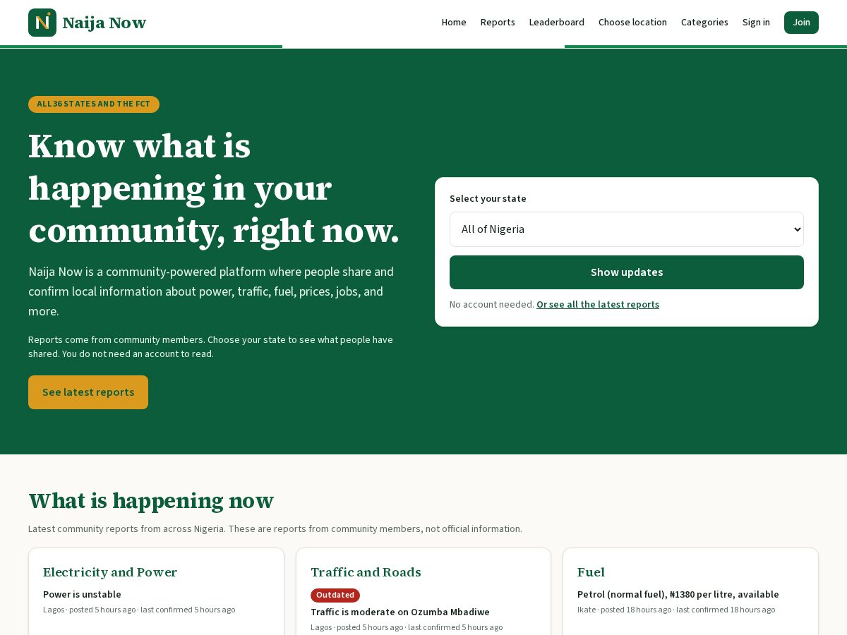 Landing-page snapshot of naijanow.org