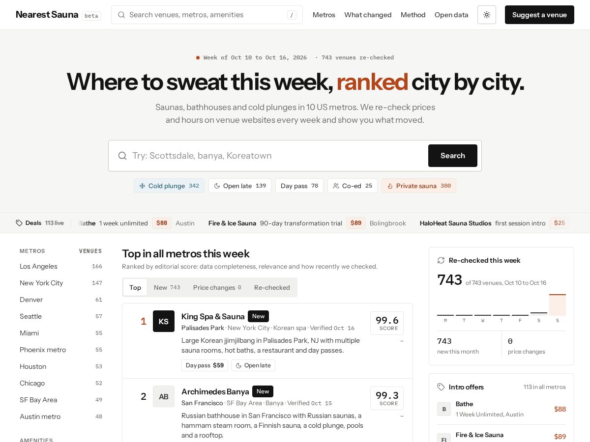 Landing-page snapshot of nearestsauna.com
