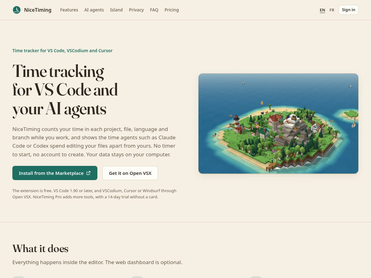 Landing-page snapshot of nicetiming.app