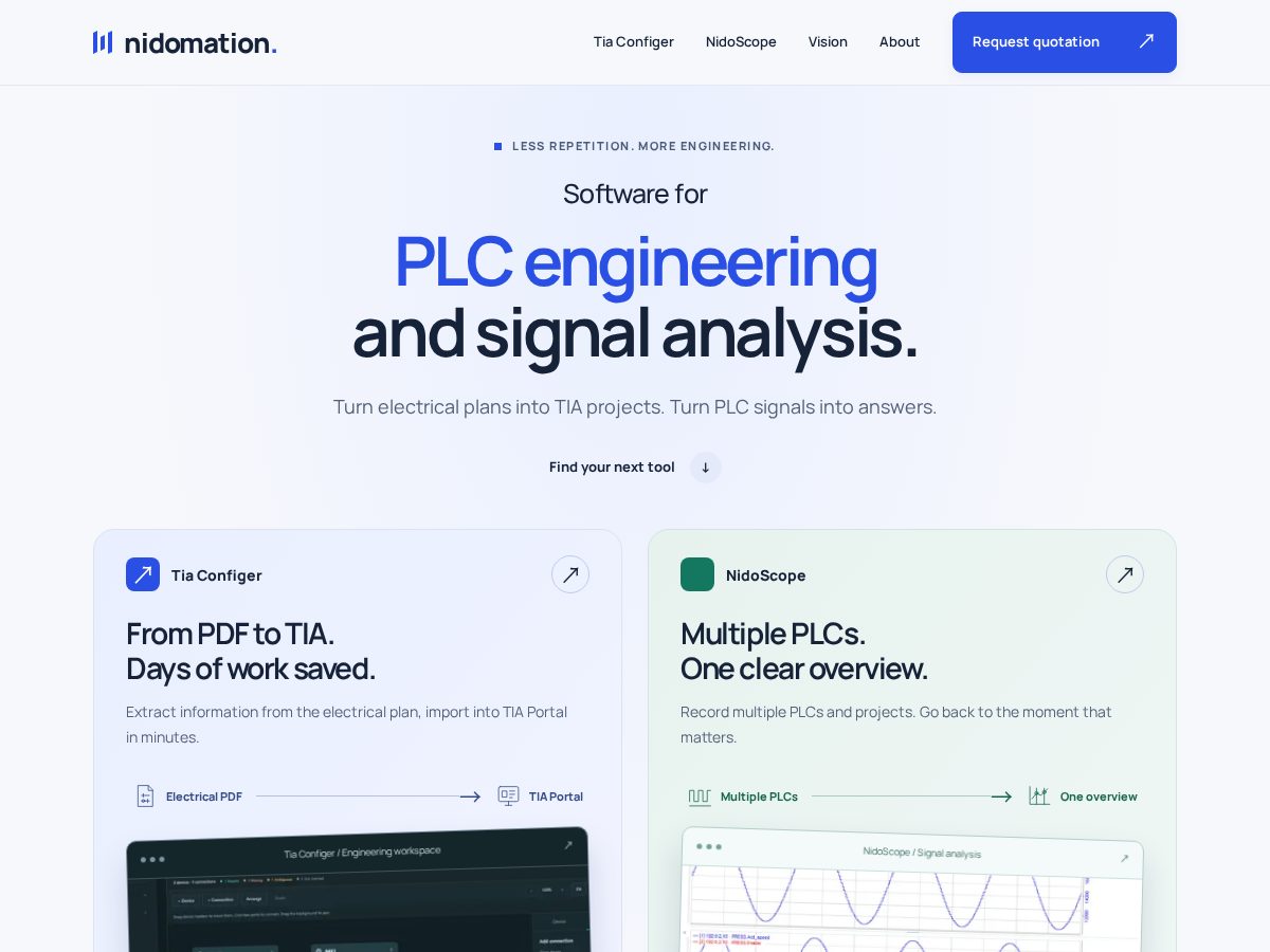 Landing-page snapshot of nidomation.com