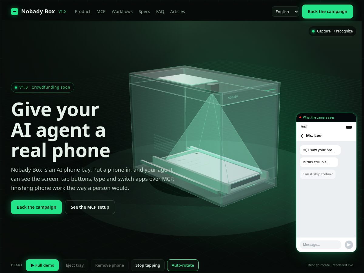 Landing-page snapshot of nobody.cloud