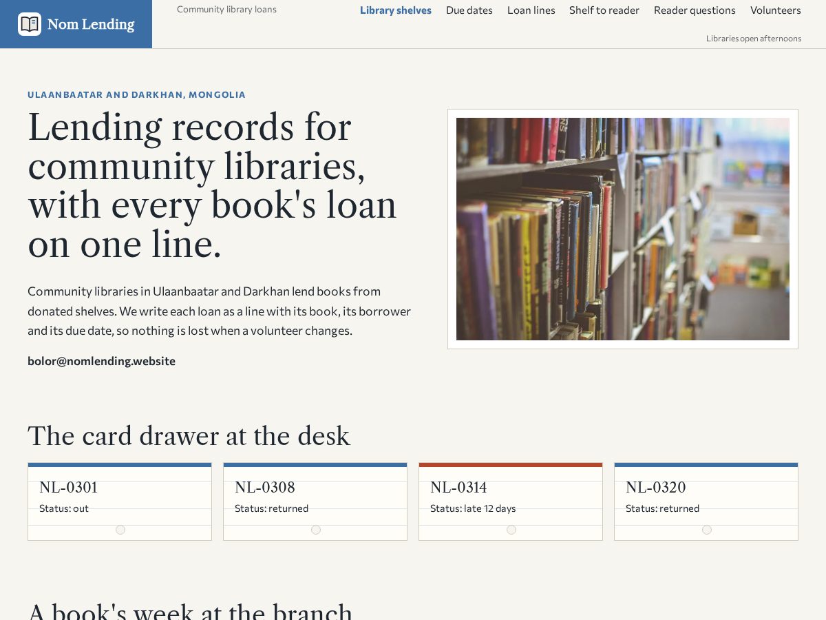 Landing-page snapshot of nomlending.website