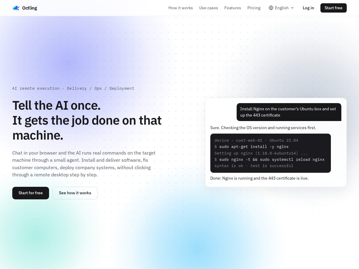 Landing-page snapshot of octling.com