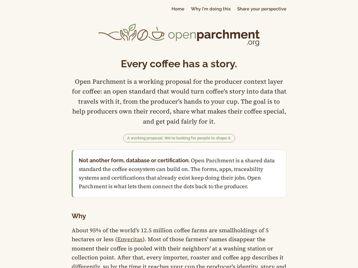 Landing-page snapshot of openparchment.org