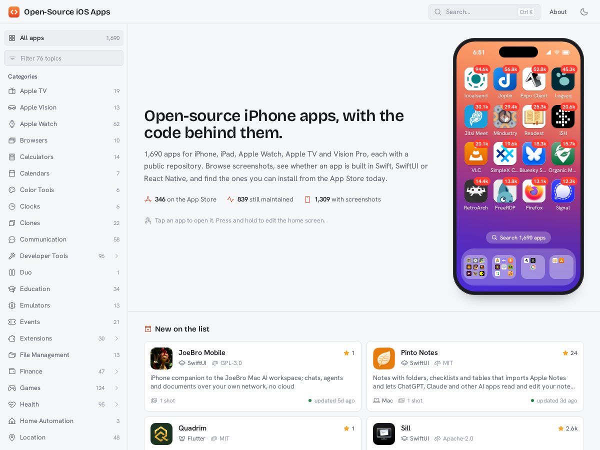 Landing-page snapshot of opensourceios.dev