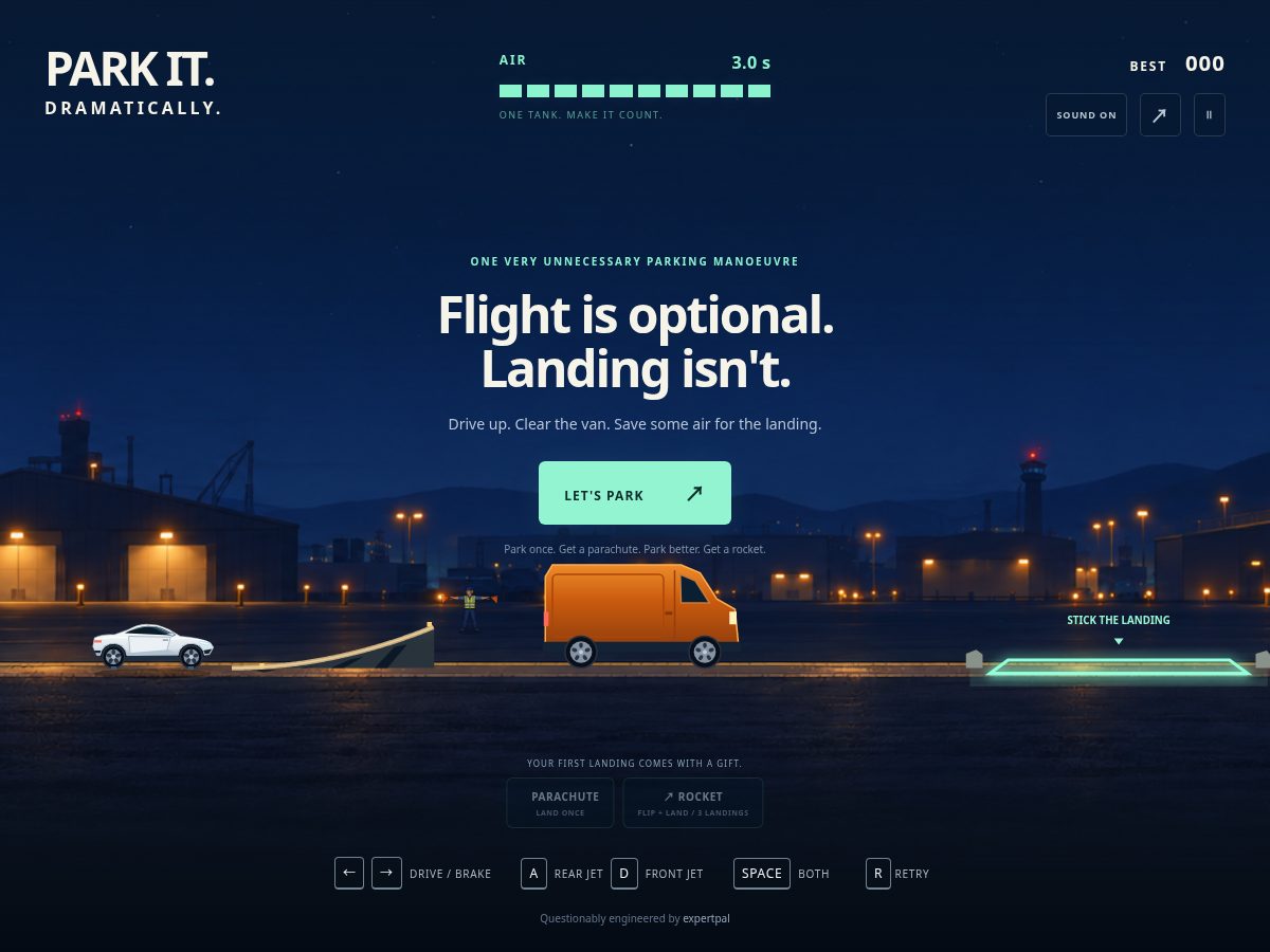 Landing-page snapshot of parkitdramatically.com