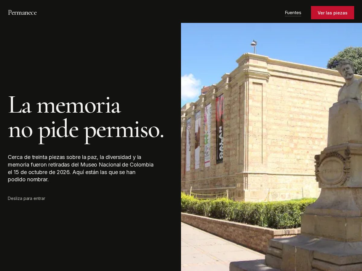 Landing-page snapshot of permanecemuseonacional.com