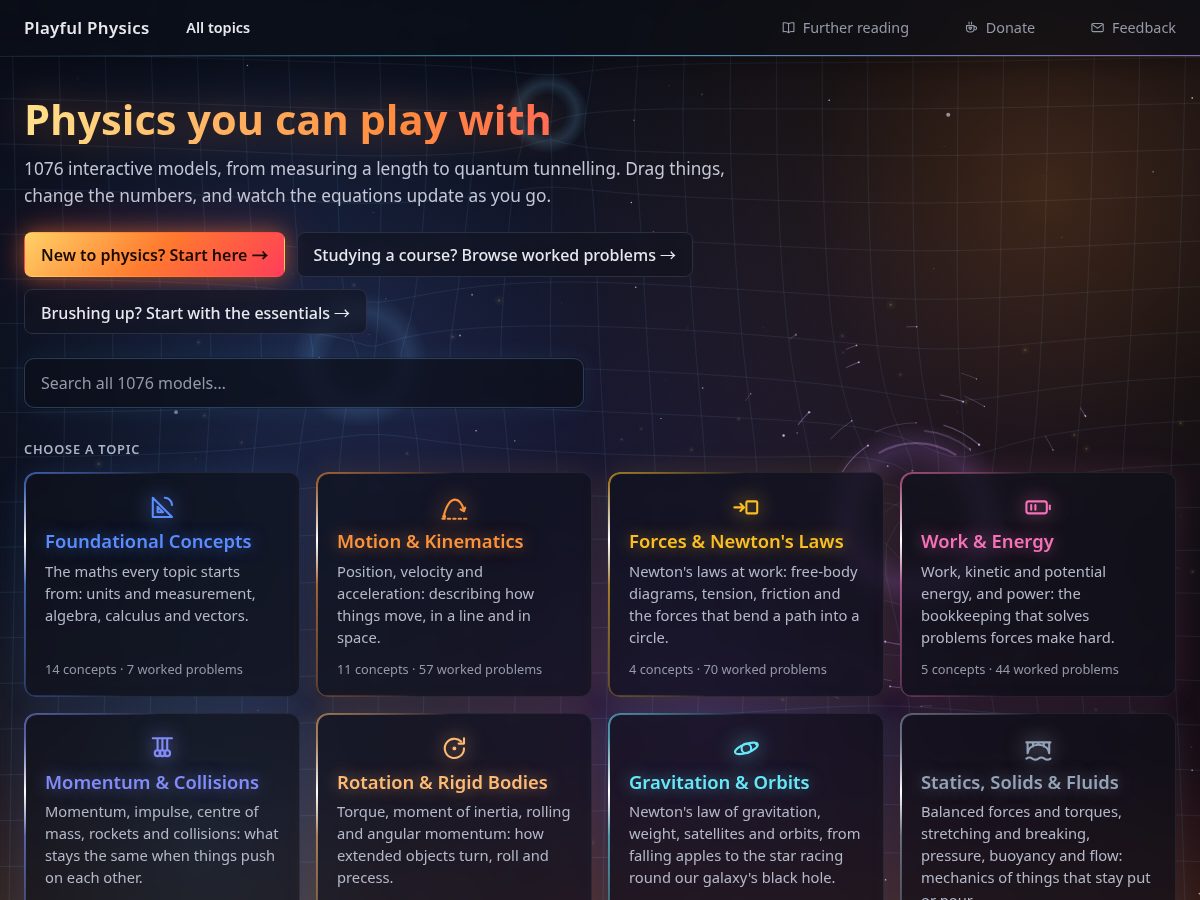 Landing-page snapshot of playfulphysics.com