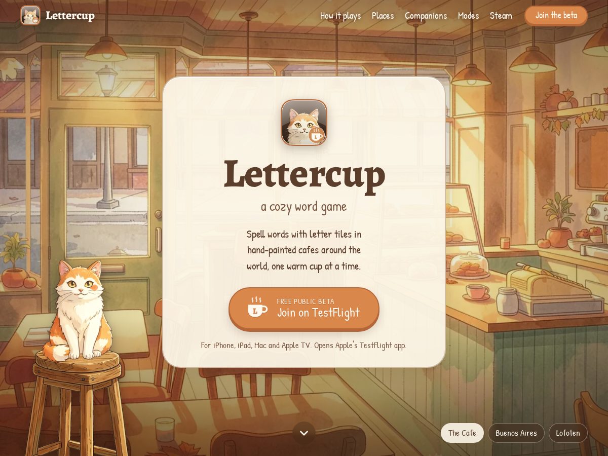 Landing-page snapshot of playlettercup.com