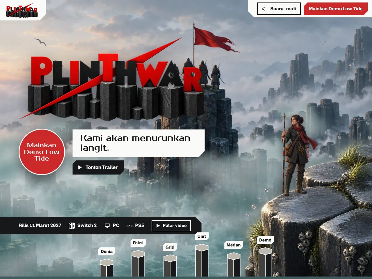 Landing-page snapshot of plinthwar.com