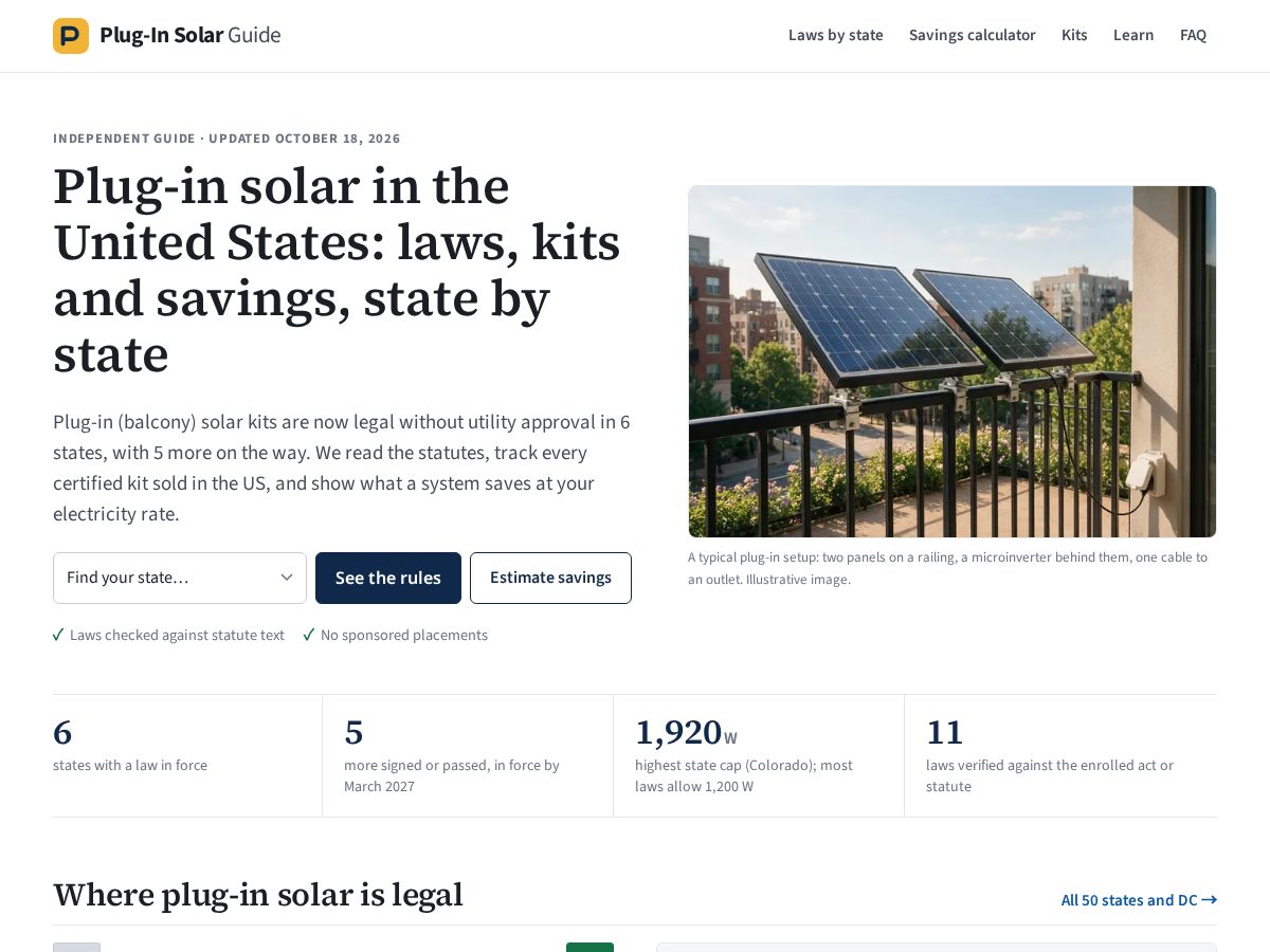 Landing-page snapshot of pluginsolarcheck.com