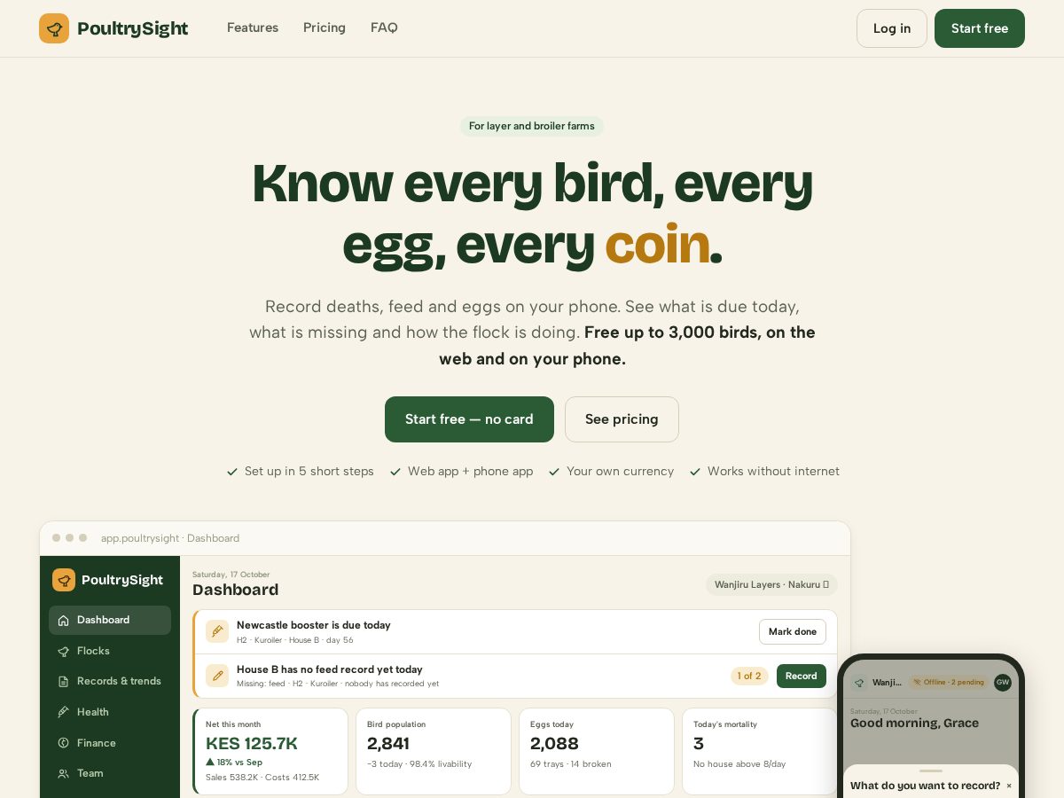 Landing-page snapshot of poultrysight.com