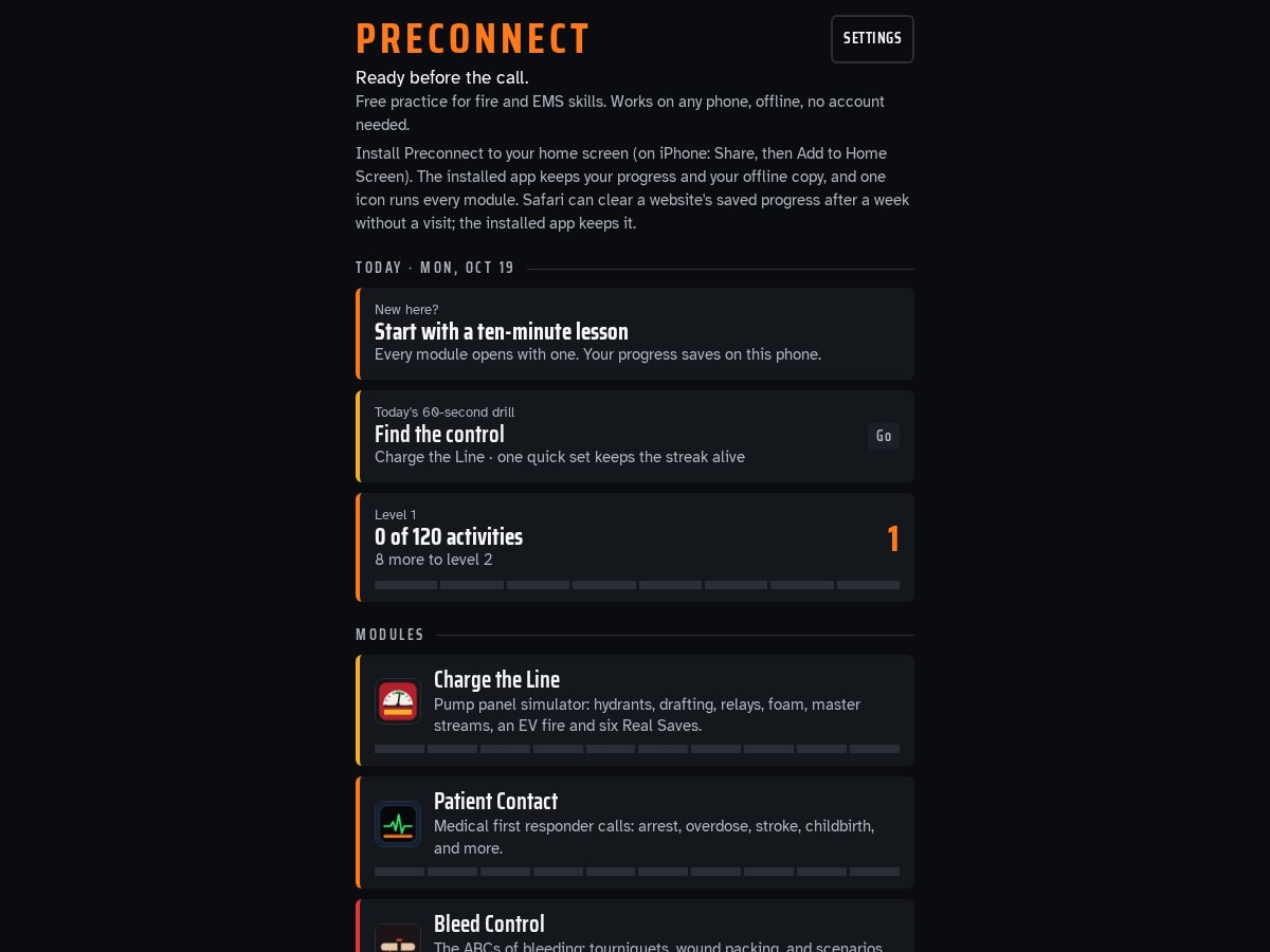 Landing-page snapshot of preconnect.org