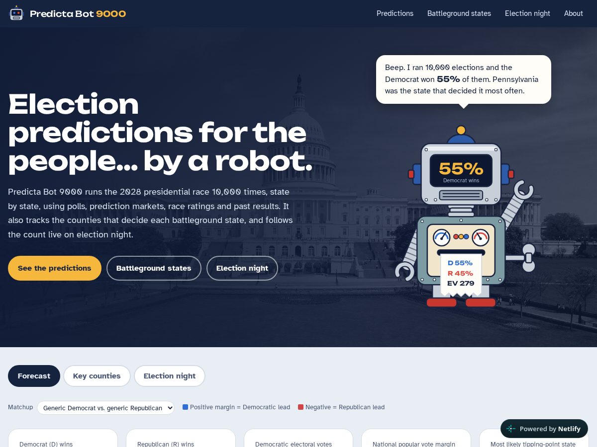 Landing-page snapshot of predictabot9000.com