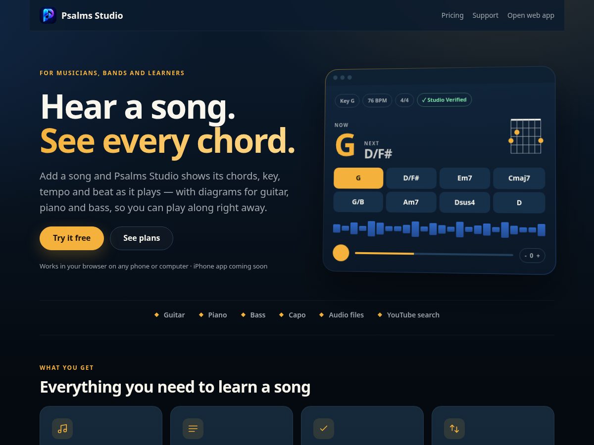 Landing-page snapshot of psalmsstudio.com
