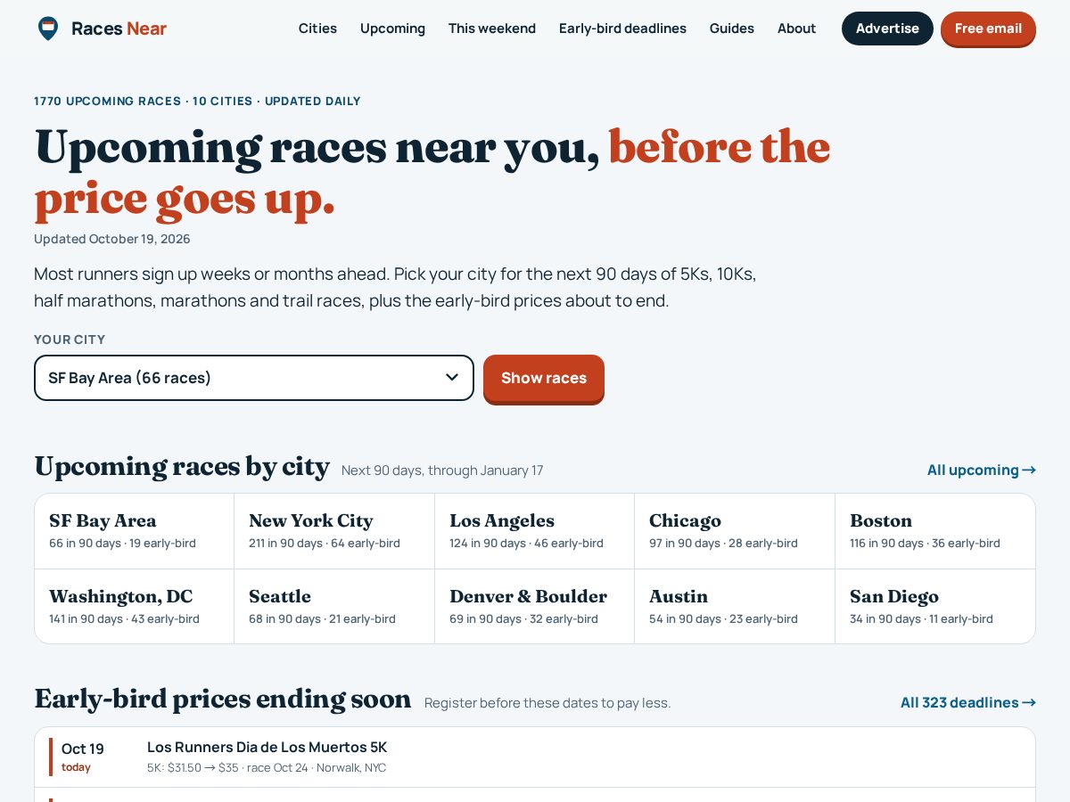 Landing-page snapshot of racesnear.com