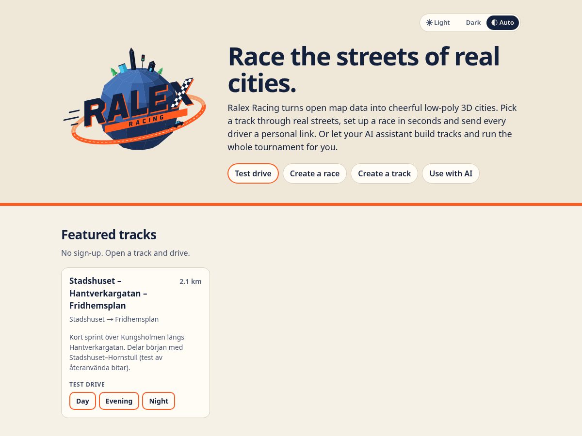 Landing-page snapshot of ralexracing.com