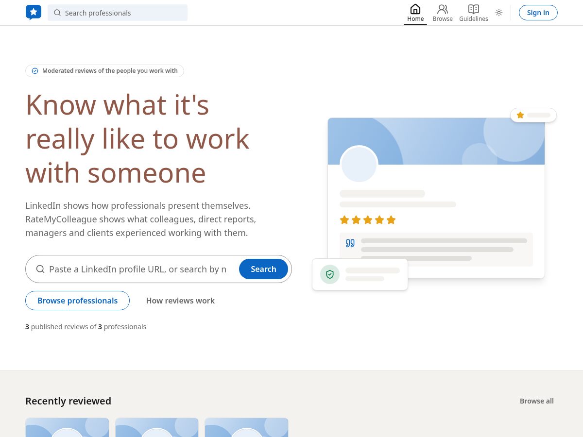 Landing-page snapshot of ratemycolleague.com