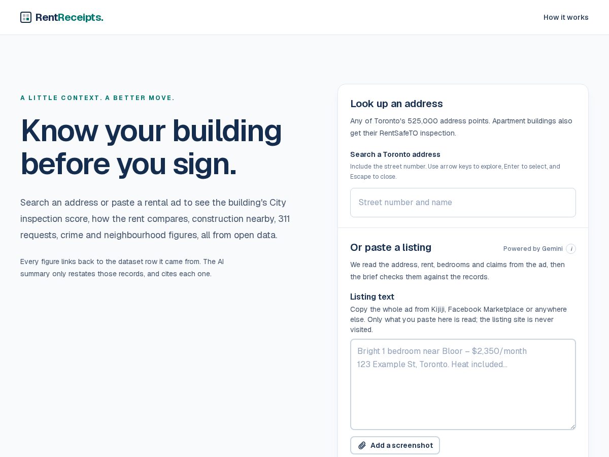 Landing-page snapshot of readreceipt.work