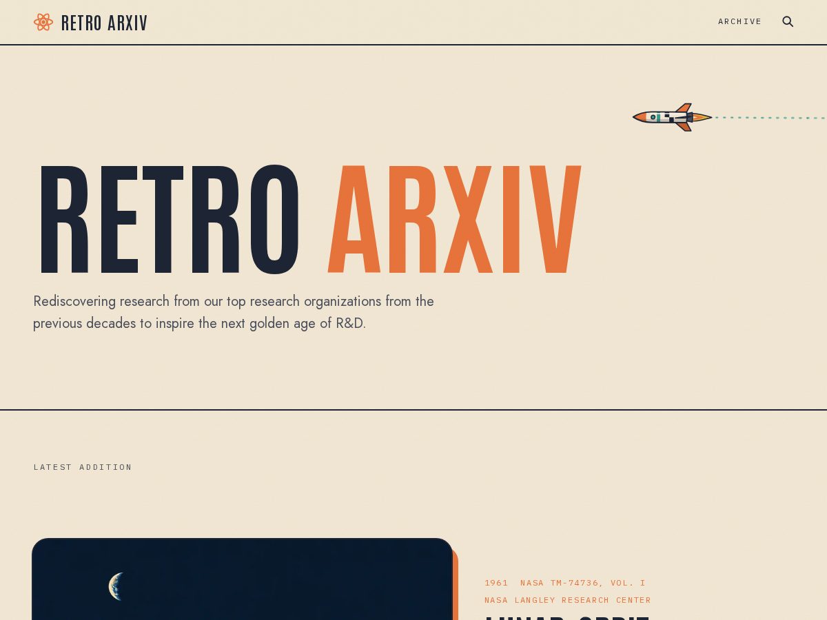 Landing-page snapshot of retroarxiv.com