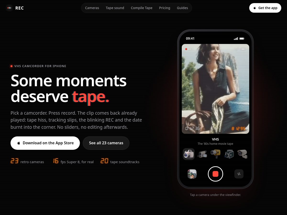 Landing-page snapshot of retrocamcorder.com