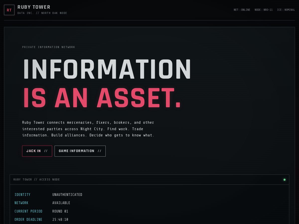 Landing-page snapshot of rubytower.link