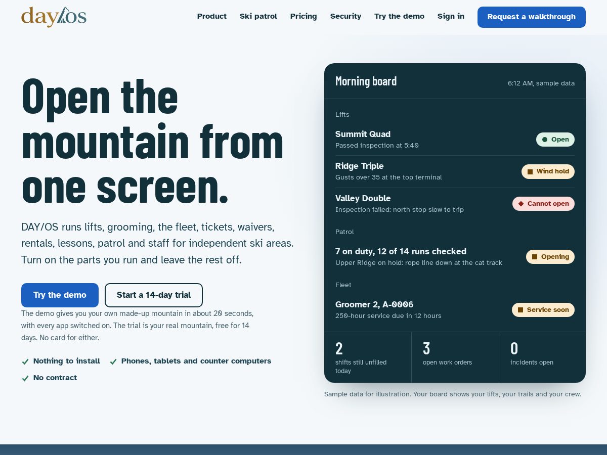 Landing-page snapshot of runmyresort.com