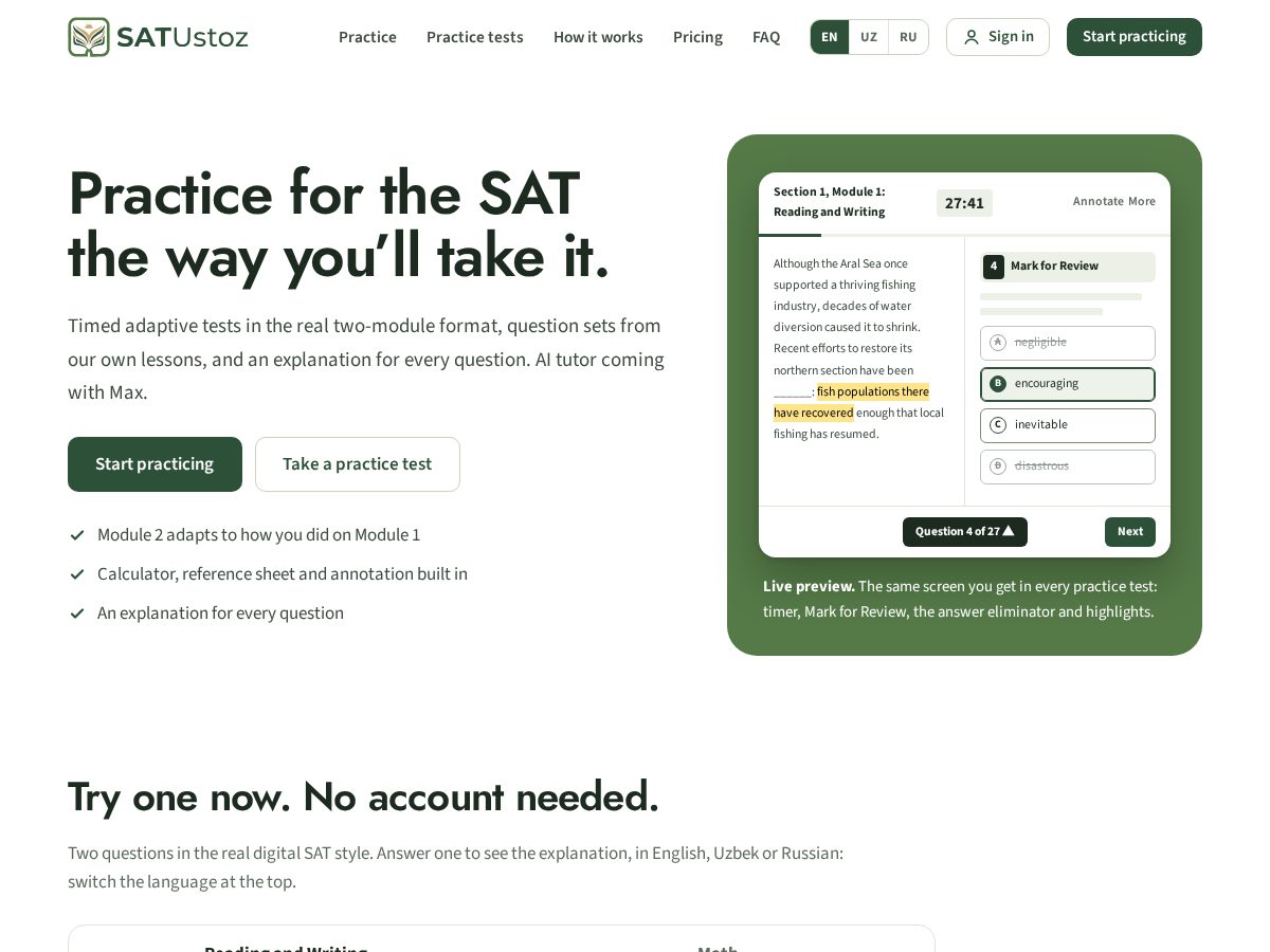 Landing-page snapshot of satustoz.academy