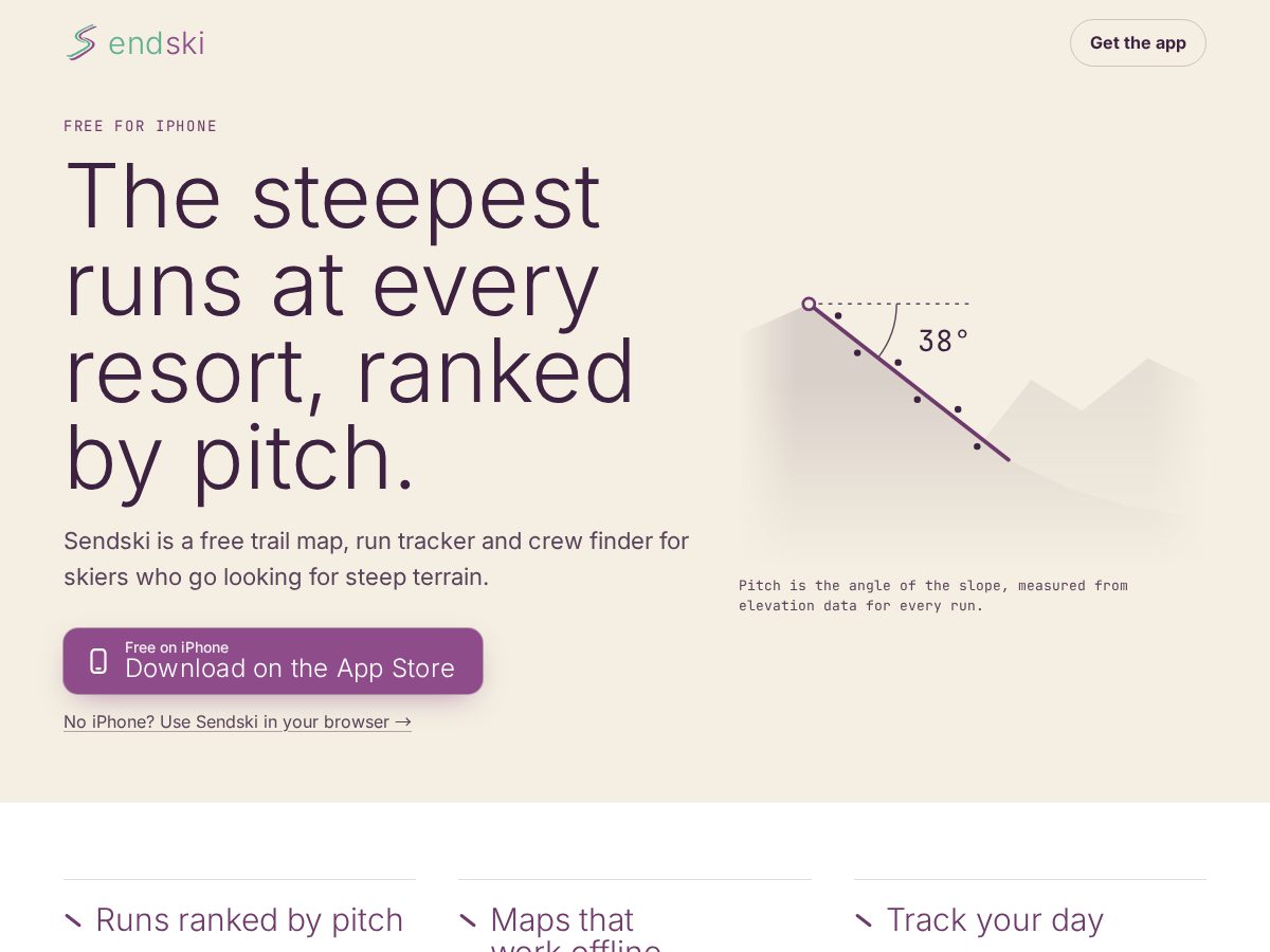 Landing-page snapshot of sendski.com