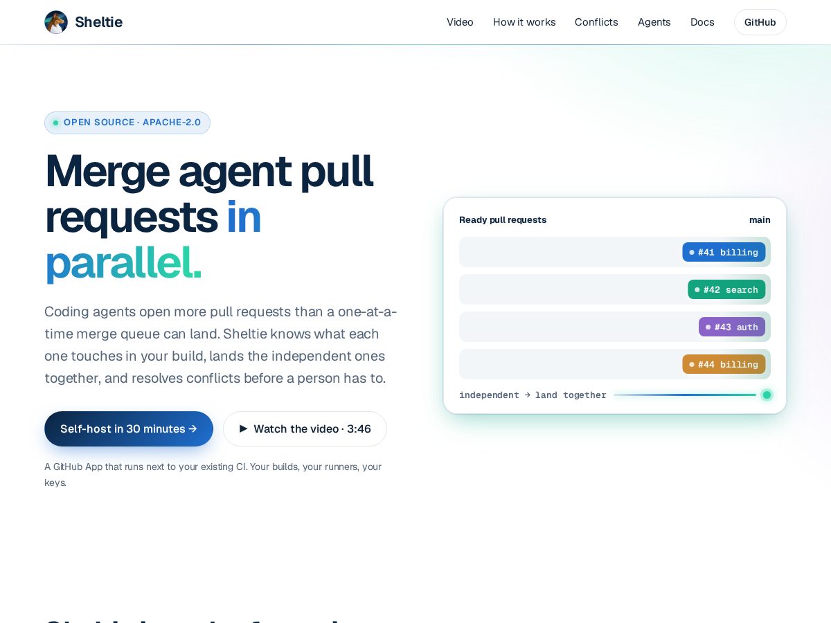 Landing-page snapshot of sheltie.dev