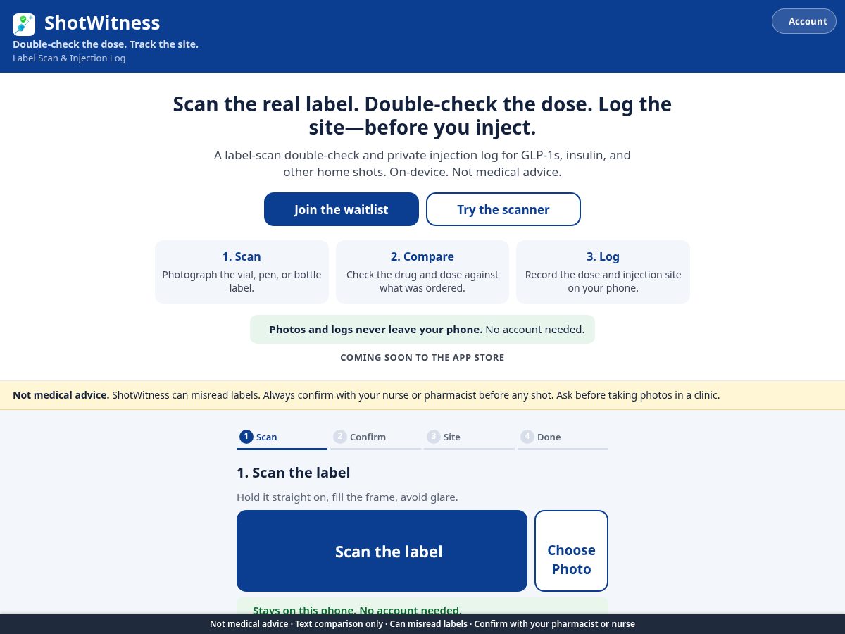 Landing-page snapshot of shotwitness.app